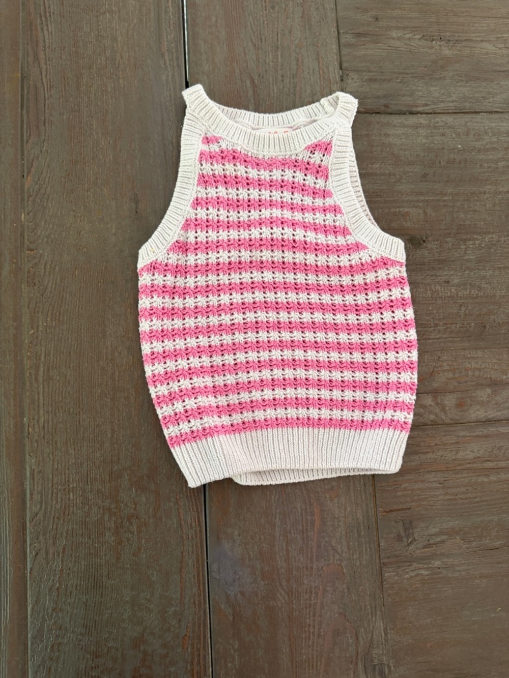 Cat & Jack Pink and White Knit Sleeveless Tank Top